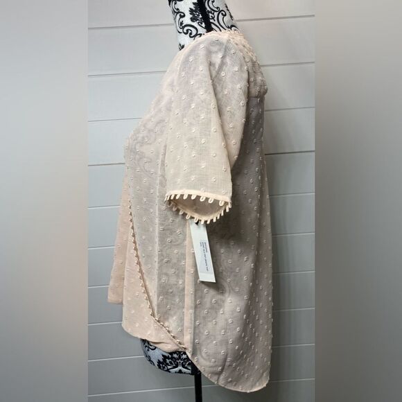 L’AGENCE Drape Top Sz XS Womens Sheer Swiss Dot Faux Wrap Surplice 40273FPD - Picture 4 of 8